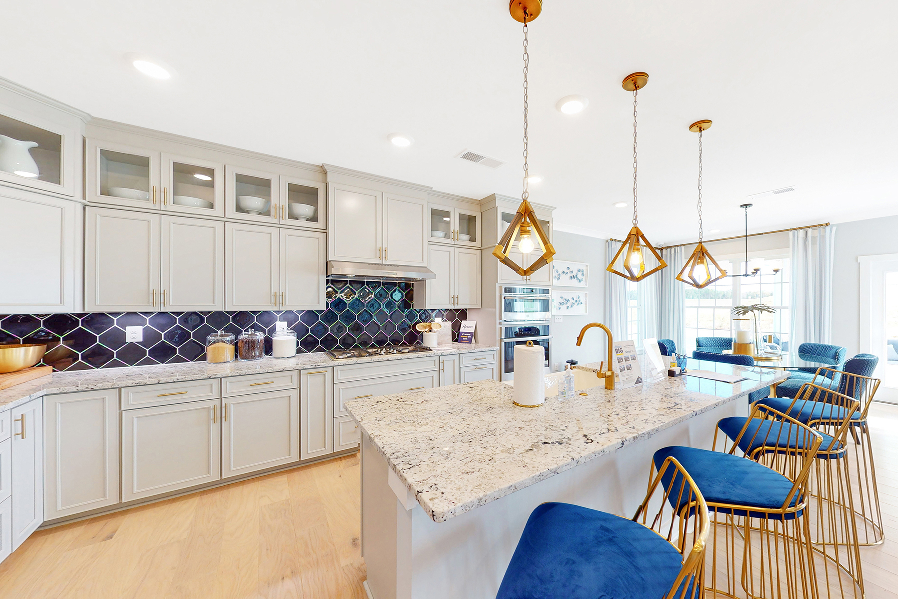Kitchen With Blue Backsplash